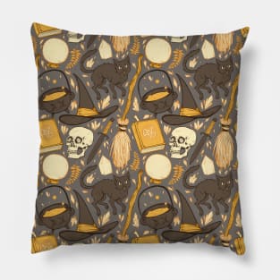 Witch Supplies in Warm Grey Pillow