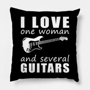 Strings of Love - Funny 'I Love One Woman and Several Guitars' Tee! Pillow