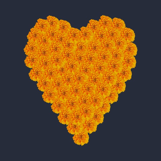 Floral Heart of Marigolds with Back Print by ellenhenryflorals