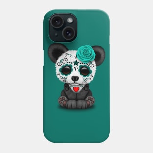 Teal Blue Day of the Dead Sugar Skull Panda Phone Case