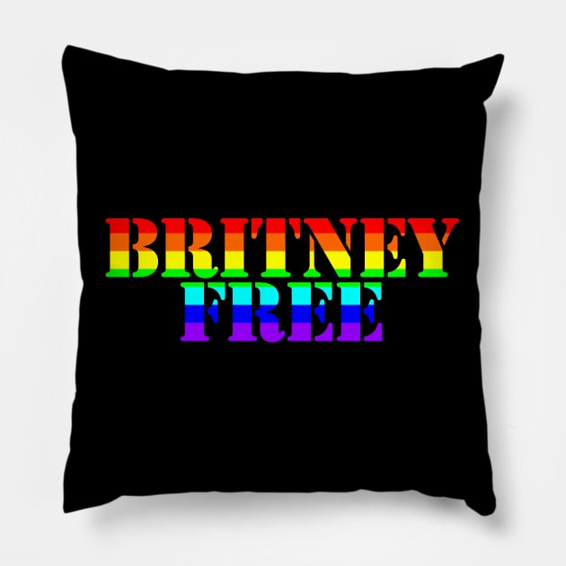 Free Britney Free Typography Bright Rainbow Text Pillow by ellenhenryart