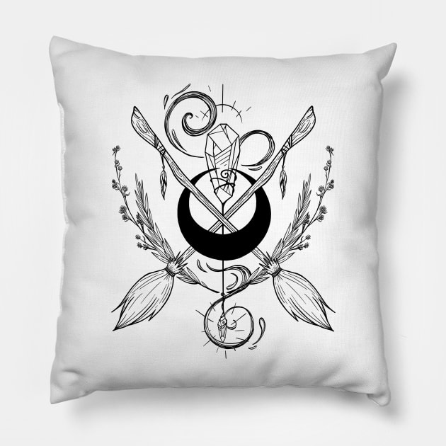 Crossed Brooms Pillow by Cosmic Queers