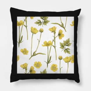 Buttercup summer small flower on white Pillow