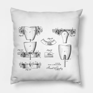 Automatic Bowling Mechanism Vintage Patent Hand Drawing Pillow