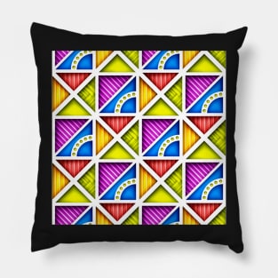 3d Geometric Pattern, Triangular Motifs Pillow