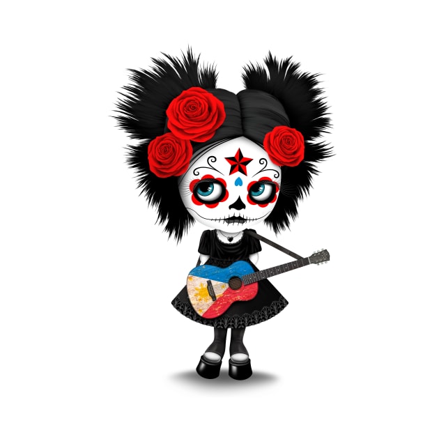 Sugar Skull Girl Playing Filipino Flag Guitar by jeffbartels