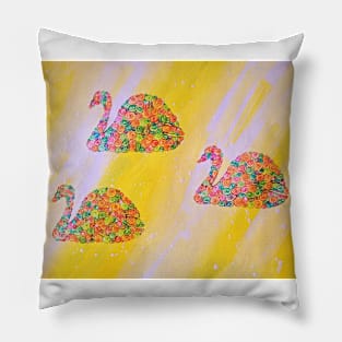 Hand drawn doodle colorful swans Pillow