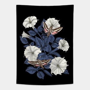 Moonflowers and sphinx moths Tapestry