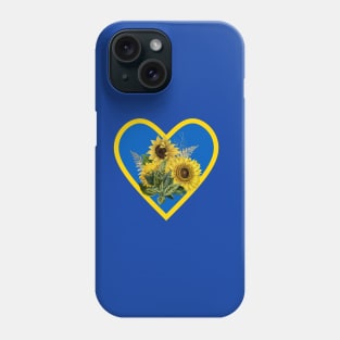 Sunflowers in Heart with Blue and Yellow Ukrainian flag colors Phone Case