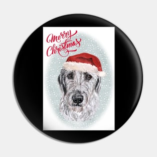 Irish Wolfhound Dog Merry Christmas Santa Dog Pin