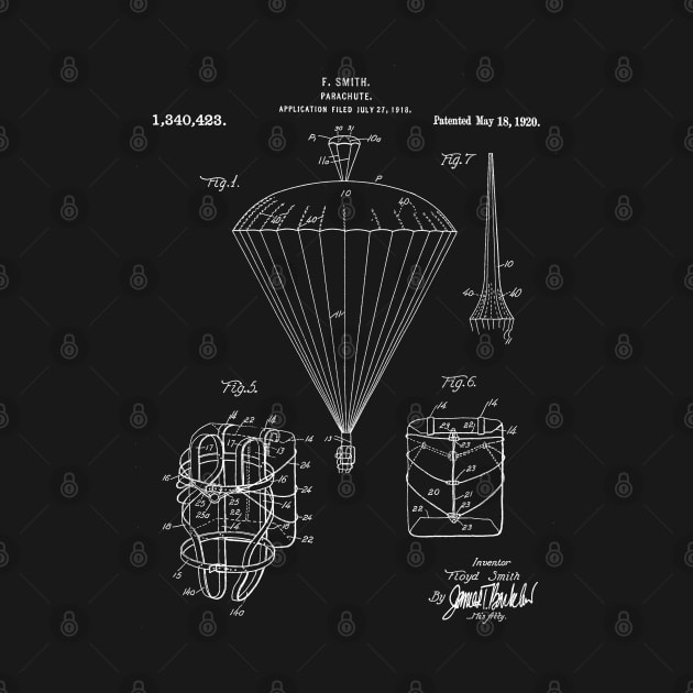 Parachute Patent - Sky Diving Art - Black Chalkboard by patentpress