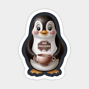 Cute penguin with hot chocolate Magnet