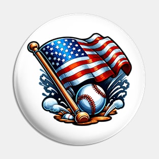 Patriotic Baseball 4th of July USA Independence Day Pin