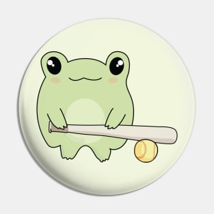 Kawaii Frog Loves Softball Pin