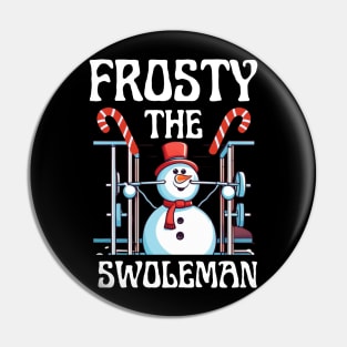 Frosty the Swoleman Ugly Christmas Sweater Funny Snowman Gym Pin