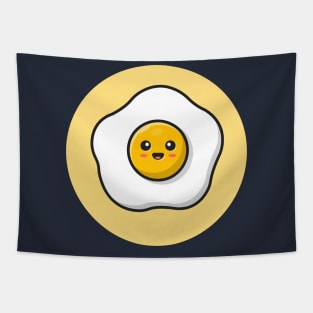 Cute Egg Fried Cartoon Vector Icon Illustration Tapestry