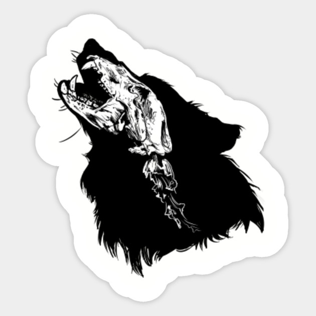 Howling Wolf Skull Shadow Outline Outdoor Hunting Rustic Design Wolf Sticker Teepublic