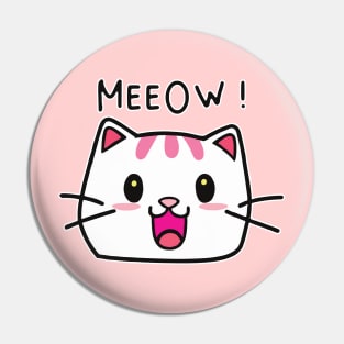 Meow Cute Cat Cartoon Face Pin