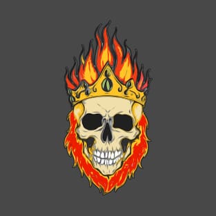 Flaming Crown on Skull T-Shirt