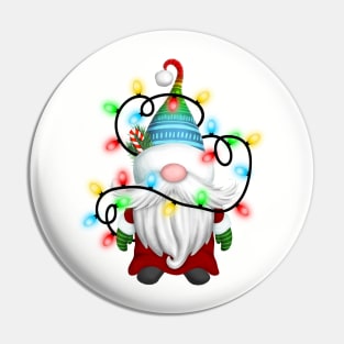 Gnome Wrapped in Christmas Lights Pin