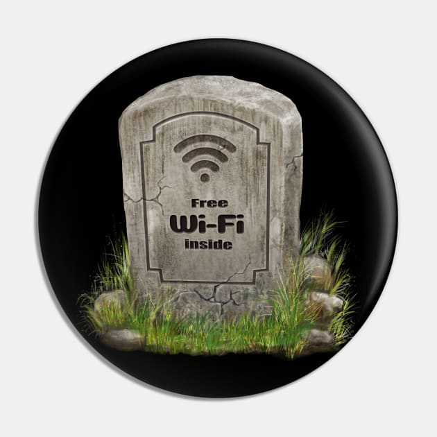 Wi-fi Free Gravestone Pin by Tapan