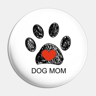 Doodle paw prints with red heart and dog mom text. Happy Mother's day Pin