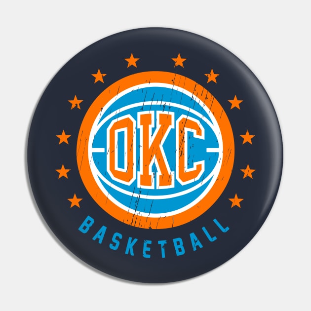 OKC Basketball Vintage Distressed Pin by funandgames