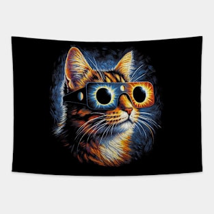 2024 Total Solar Eclipse April 8 Cat Watching Tapestry