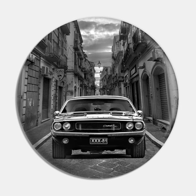 Classic Car in Greyscale Pin by Alkahfsmart