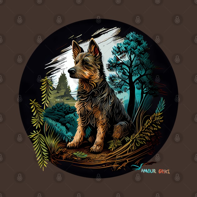 Decisive Looking Dog in a Forest Diorama by Amour Grki