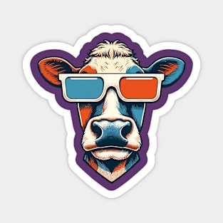 Cool cow wearing 3d glass Magnet