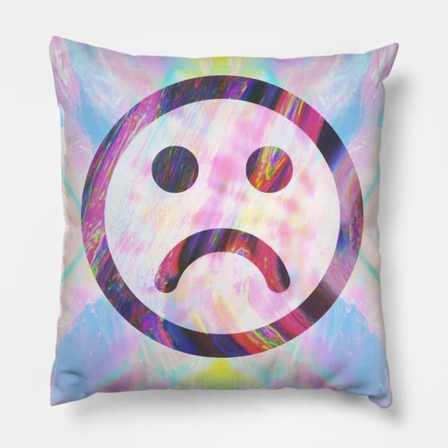 Hippy Sad Pillow by FrontLawnUtopia