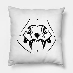 Skull Cat Graphite Pillow