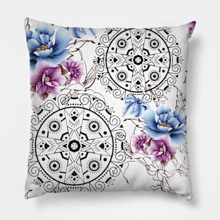 Cute flowers with mandala patterns Pillow