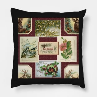 Victorian Yule Postcards Pillow