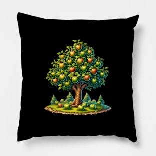 Apples Meadow Forest Colorful Trees Pillow