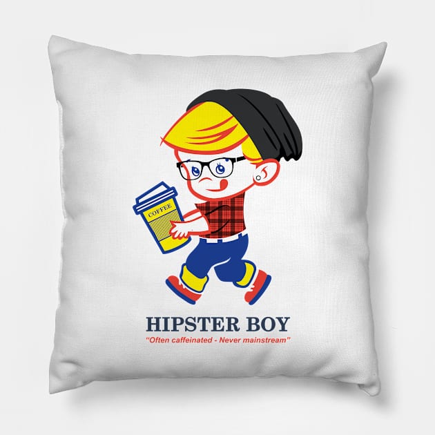 Hipster Boy - Parody illustration Pillow by seanfleming