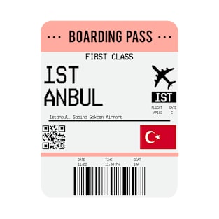 Boarding Pass Istanbul Flight Ticket T-Shirt