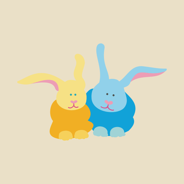 Pair of Blue and Gold Bunnies by evisionarts