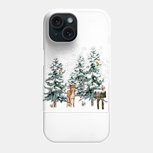 Winter Forest Deer Squirrels Phone Case