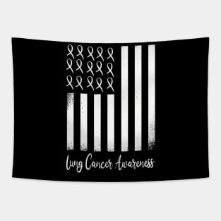 Cute USA Flag White Ribbon Lung Cancer Awareness Product Tapestry