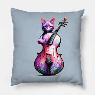 Musician Cat  Cello Pillow