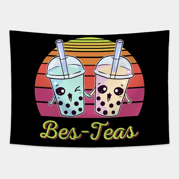 Cute Bes-teas Bubble Tea Funny Pun Bes-Teas Tapestry by paveldmit