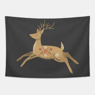 Leaping Folk Reindeer Tapestry