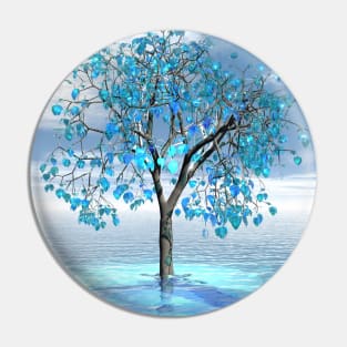 Crystal Blue Tree Pin