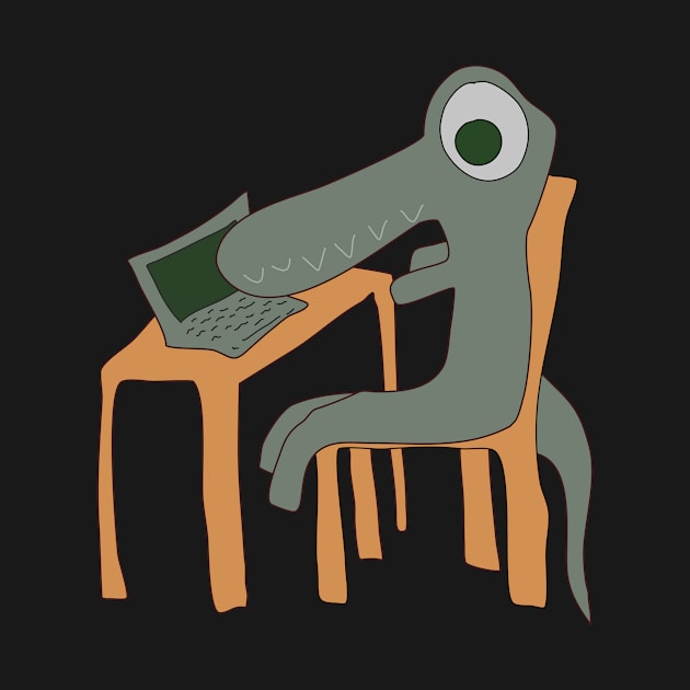 Aligator at a desk by Sci-Emily