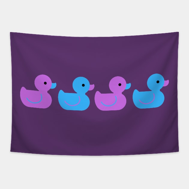 Claret and Blue Ducks Tapestry by Melty Shirts