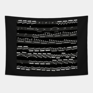 music notes - sheet music white on black Tapestry