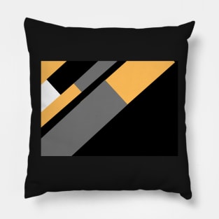 Gold, White, Black, and Grey Rectangle and Triangle pattern Pillow