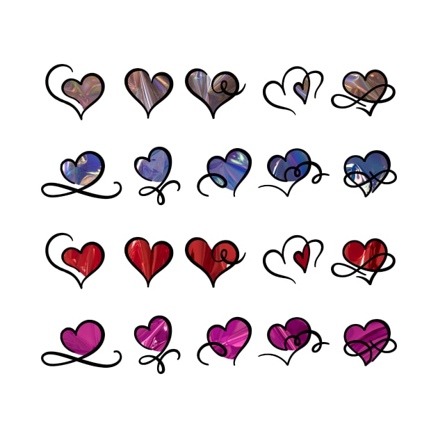 Chrome hearts - Holographic metallic hearts pattern sticker pack by Vane22april